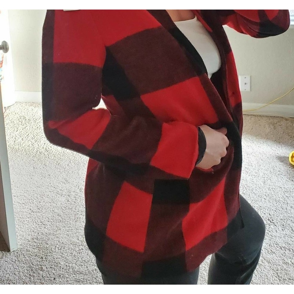 Allegra K Buffalo plaid jacket coat red black med